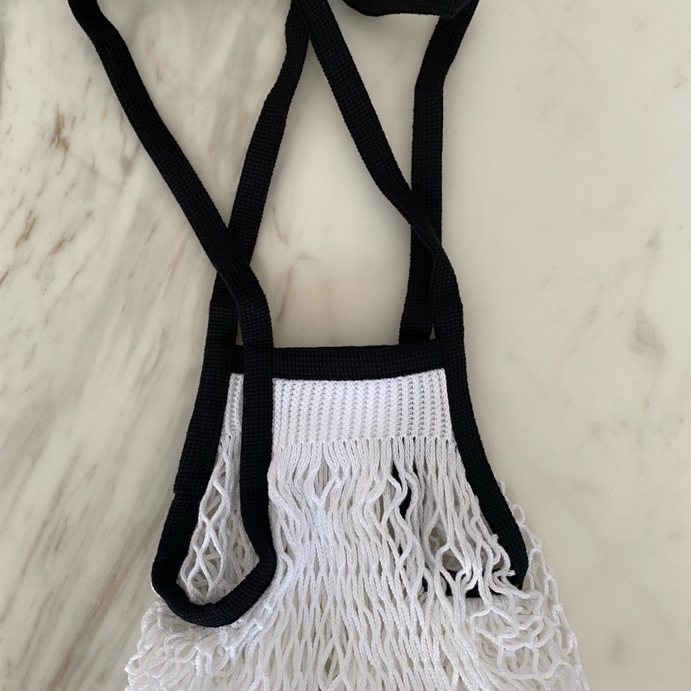 Chanel Factory No. 5 Black White Mesh Beach Bag